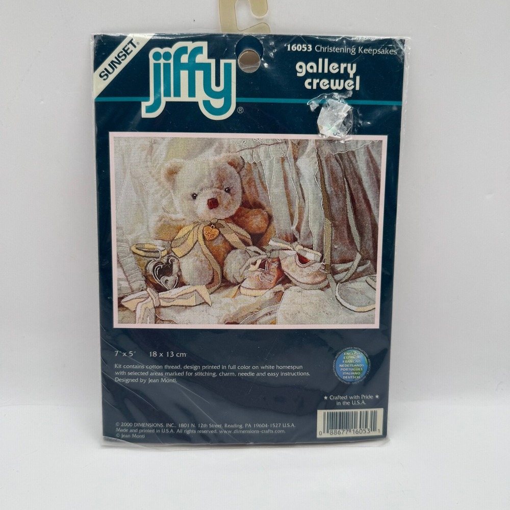 Sunset Jiffy Gallery Crewel Kit 7x5 Blue Teddy Bear Christening Keepsake Craft